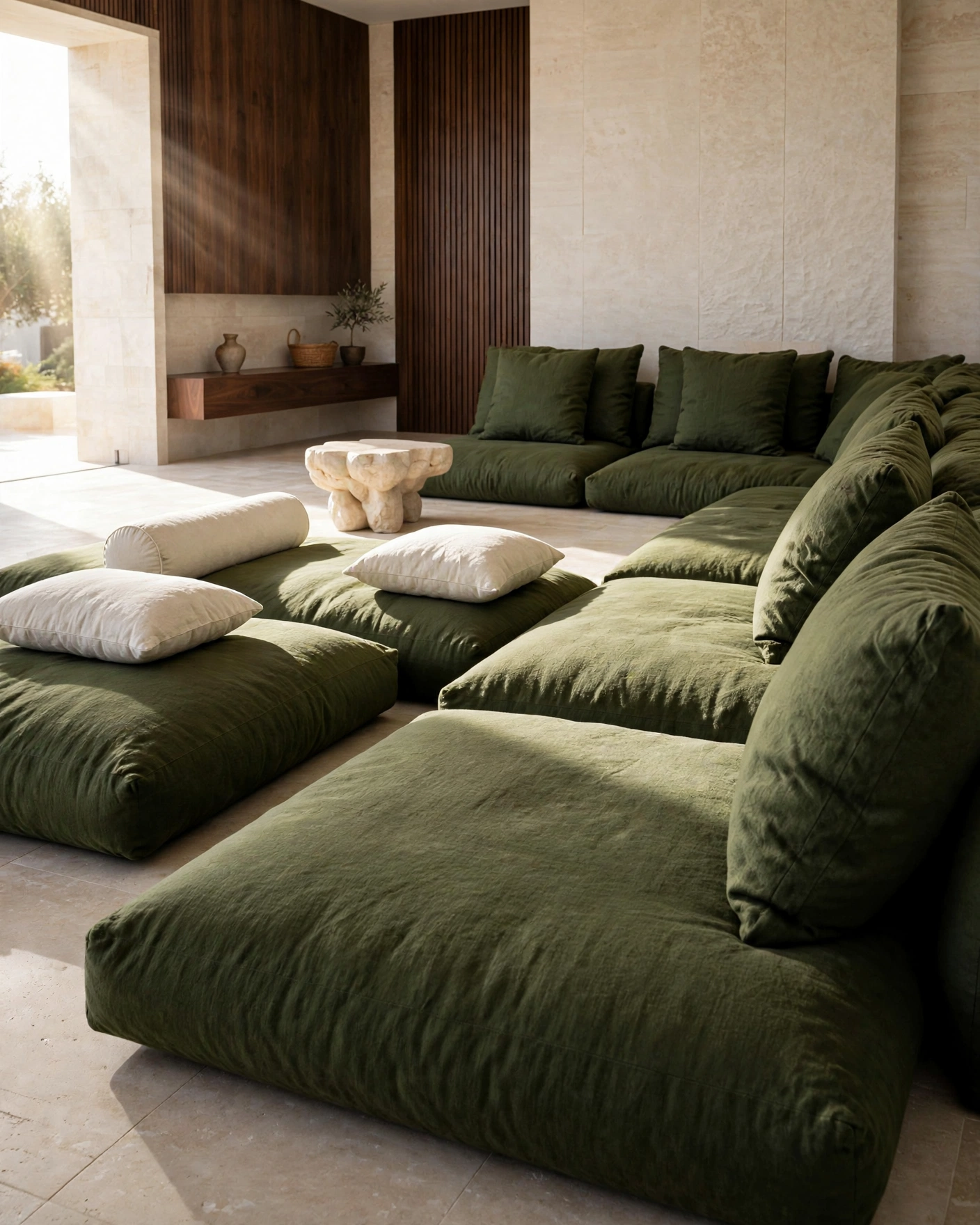 An elegant Arabic majlis with warm details