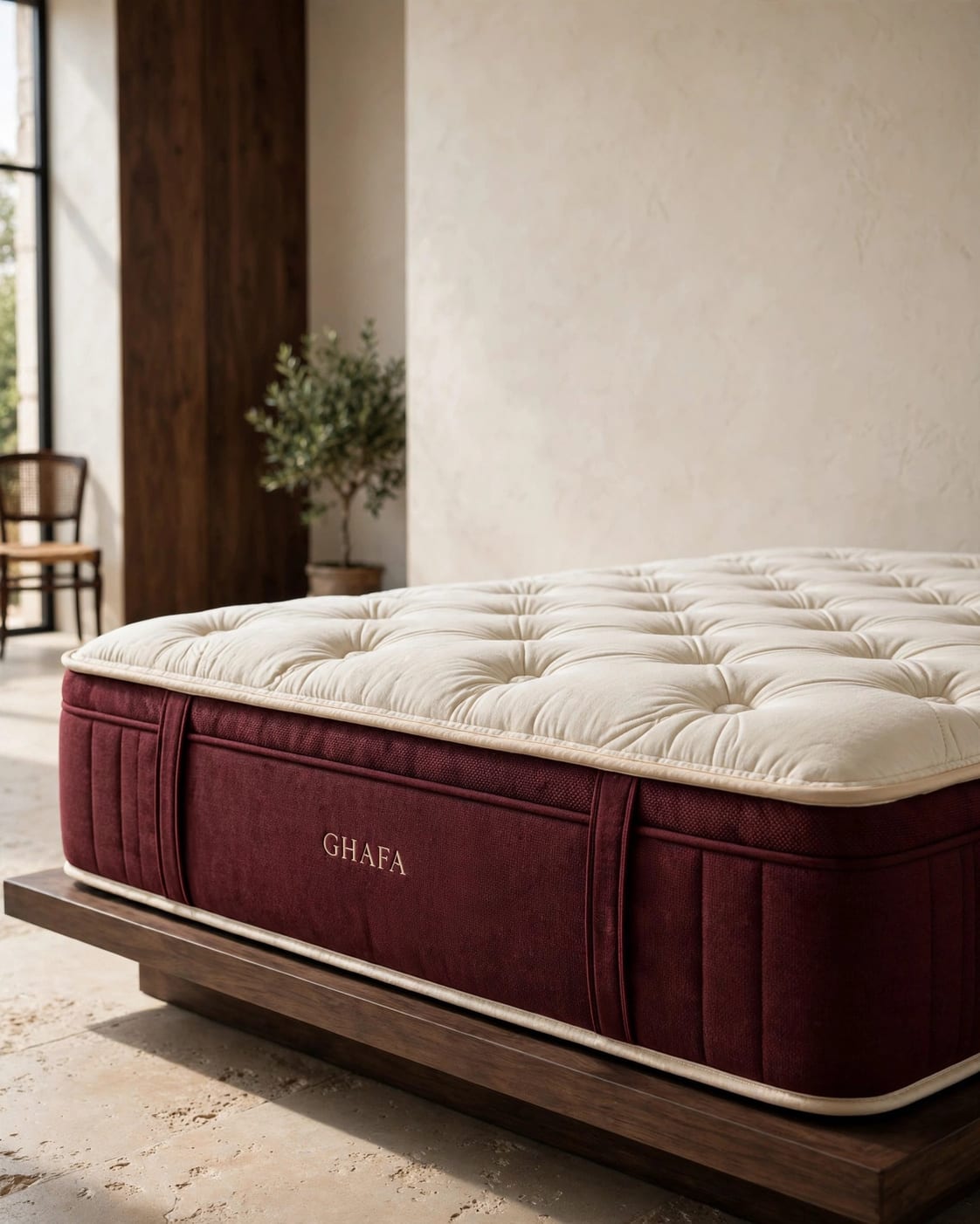 Ghafa Classic mattress with premium burgundy detailing