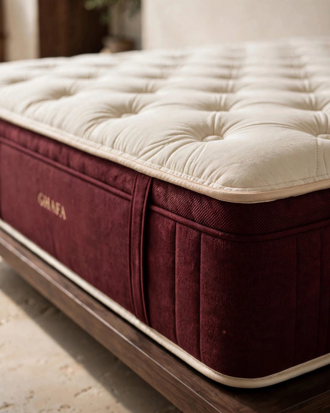 Ghafa Classic mattress with premium burgundy detailing