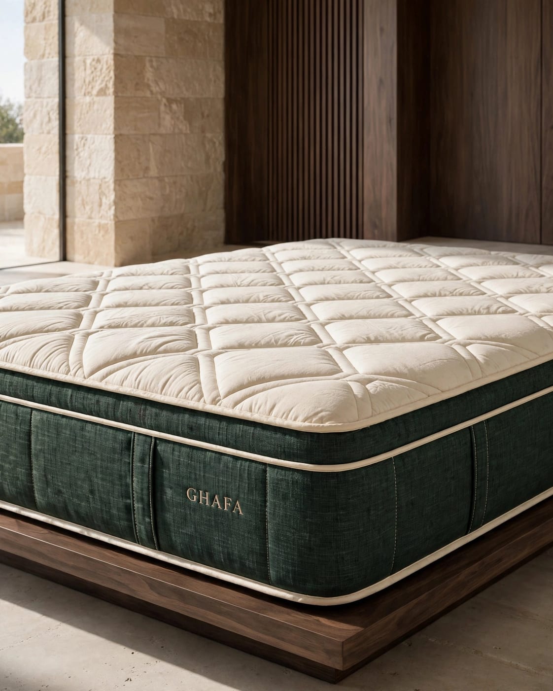 Ghafa Premium mattress with luxurious deep green detailing