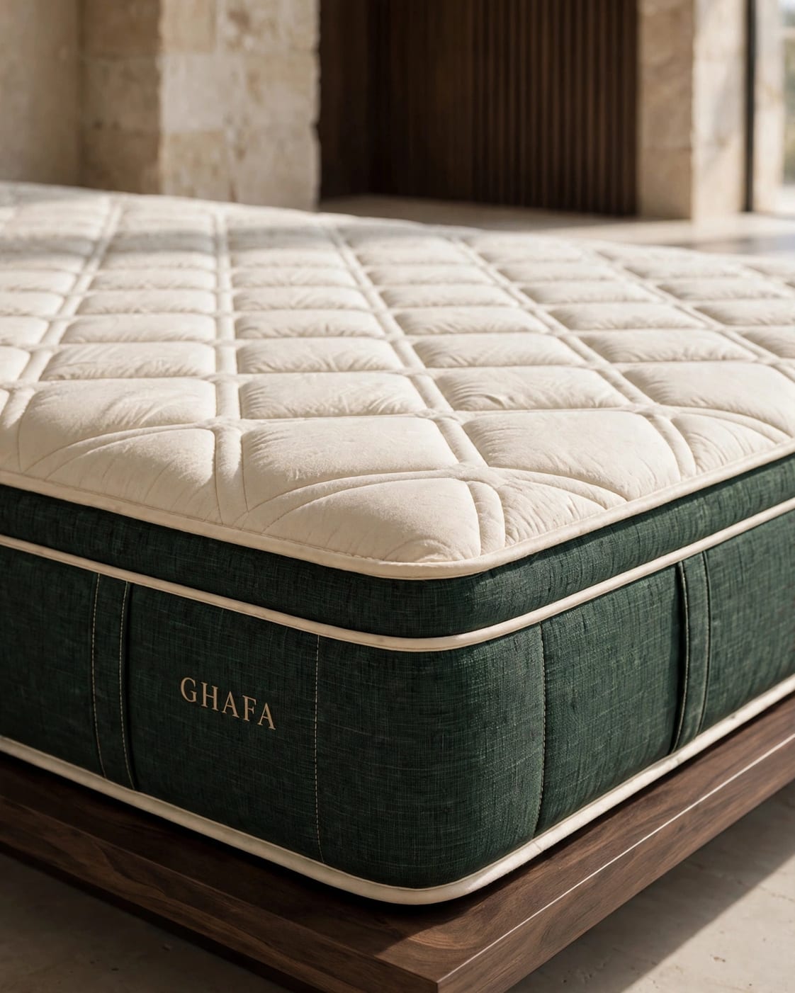 Ghafa Premium mattress with luxurious deep green detailing